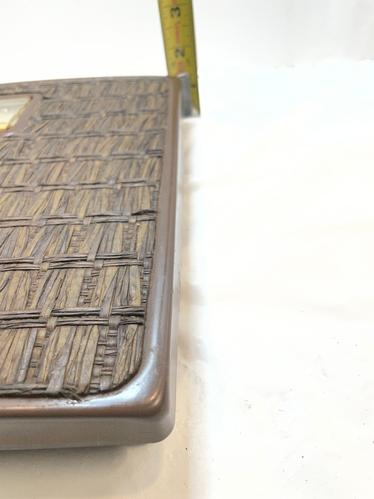 Vintage Counselor Bathroom Floor Scale Rattan Woven Pattern Mechanical 300 lbs