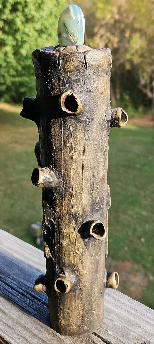 Tree Tower Incense Burner, Tiki Face With Stone Eyes, Smoker, Smoke