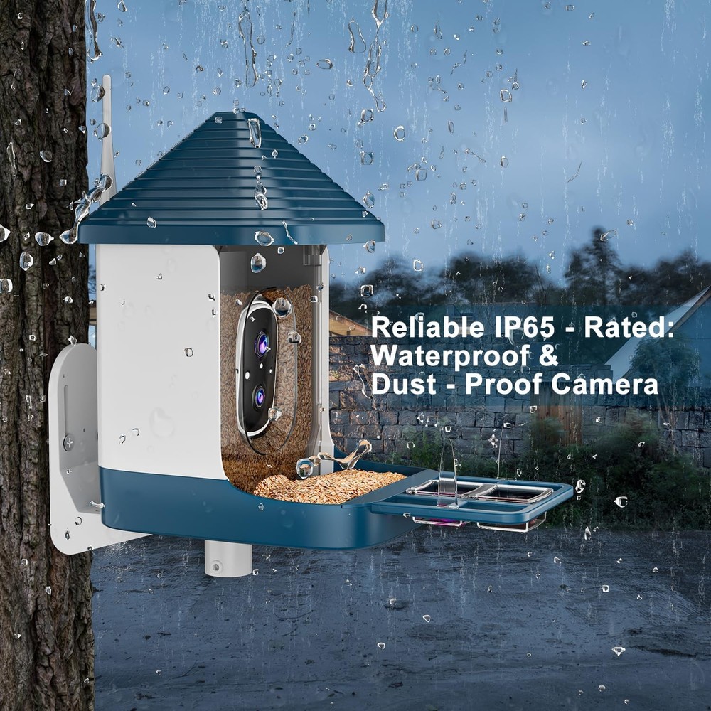 Bird Feeder W/ Camera Smart AI Bird Identification & Solar Panel,2K HD Live View