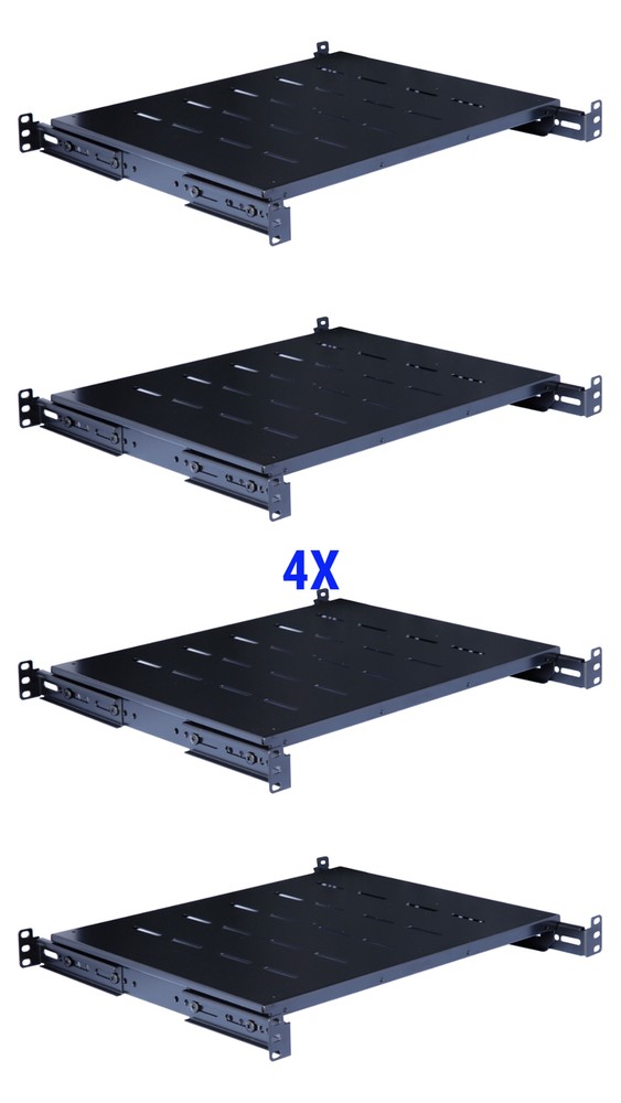4Pcs Fixed Rack Server Shelf 1U 19'' Shelves Rack Mount Adjustable 14"-20" Depth