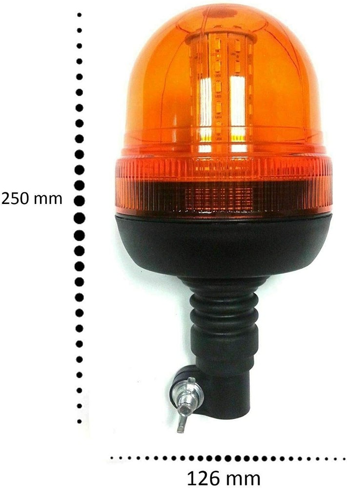 2X Led Rotating Amber Beacon Flexible Din Pole Thread Mount Warning Lights #C
