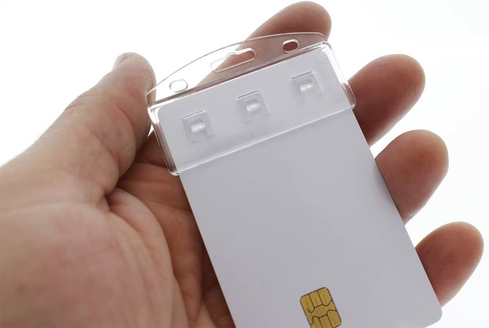 Vertical Half Card Smart Chip Insert Badge Holder - Hard Plastic - Specialist ID