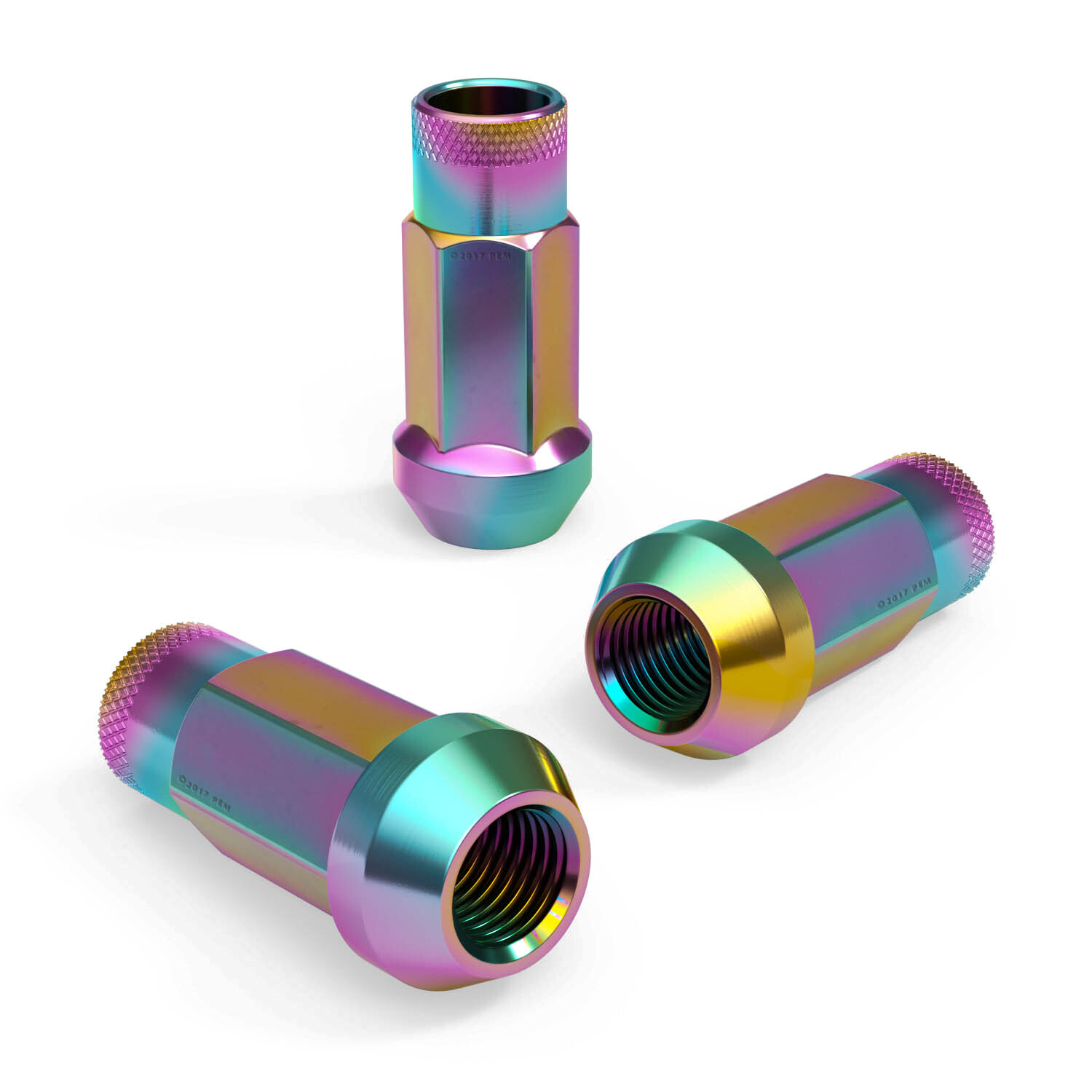 (20) 12x1.5 Lug Nuts | Neochro Neochrome | Cone Seat | Extended Tuner Open Ended