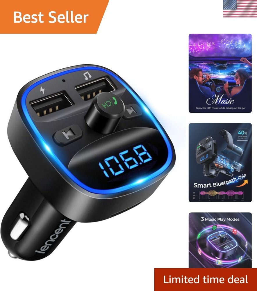 Advanced Bluetooth FM Transmitter with Battery Voltage Monitor & Dual USB Ports