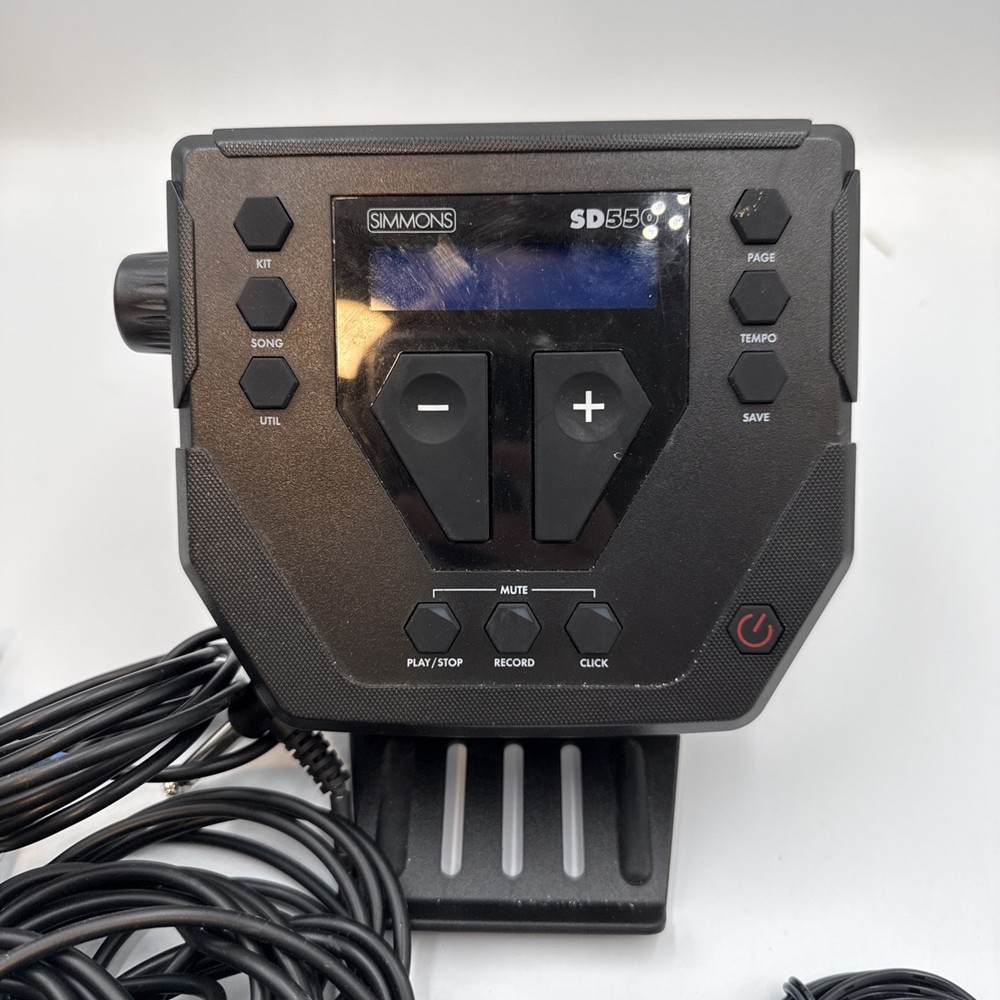 Simmons SD550 Drum Module Brain with AC Adapter and Wiring Harness Cables