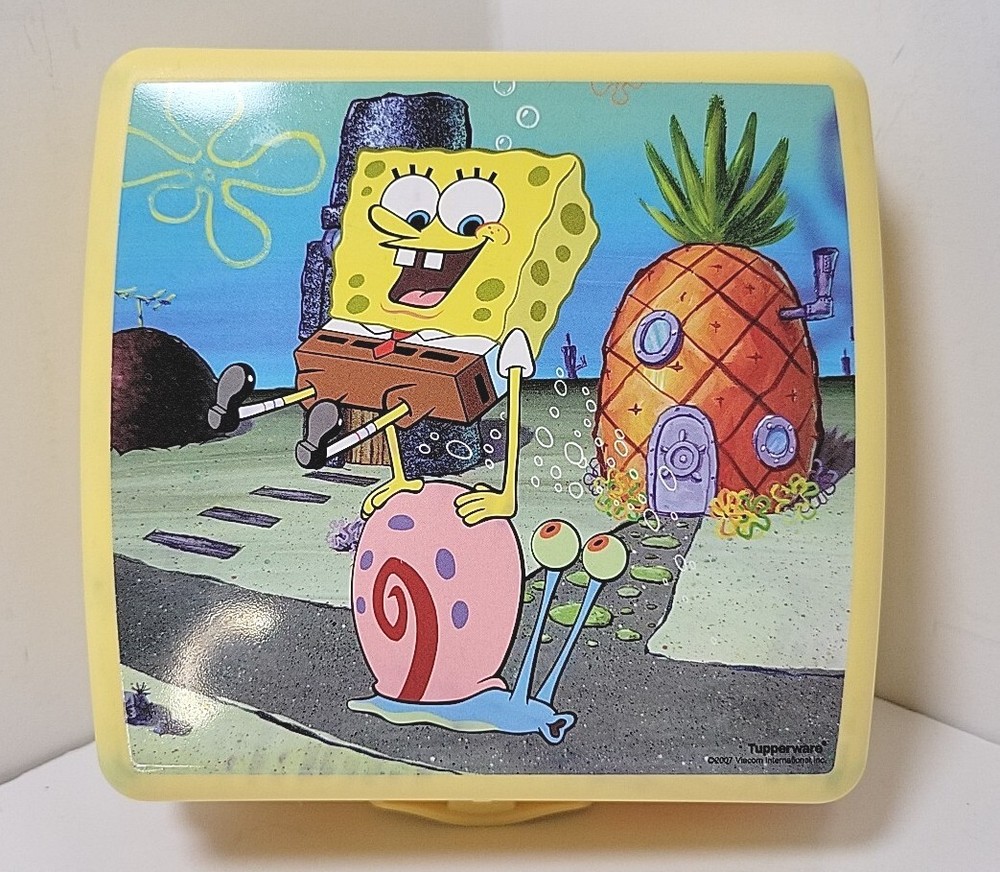 2007 Spongebob Squarepants Tupperware Sandwich Snack Container Box EUC