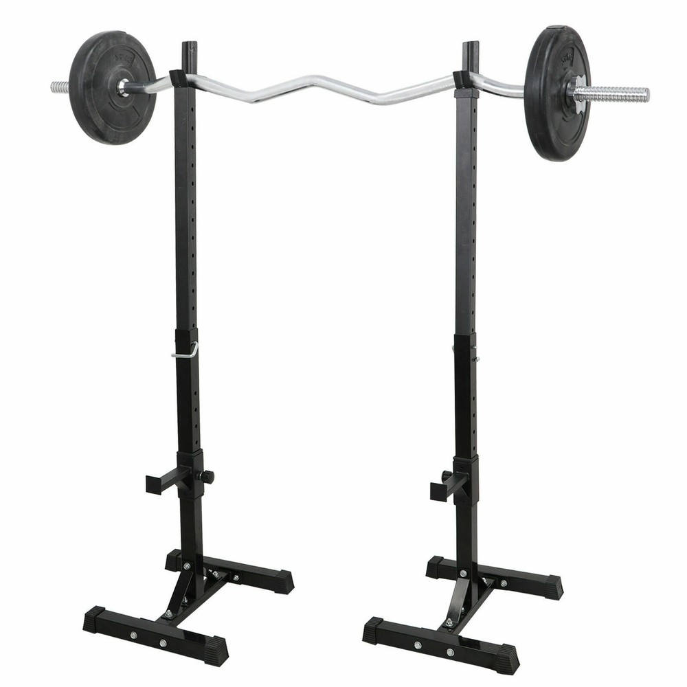 2pcs Adjustable Height Barbell Squat Rack Multi-function Thick Bench Press Stand