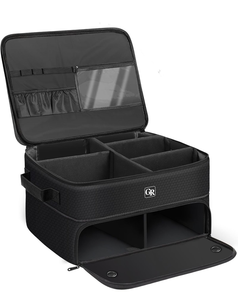 Odor-Absorbing 2-Layer Large Golf Trunk Organizer with 48L, Black
