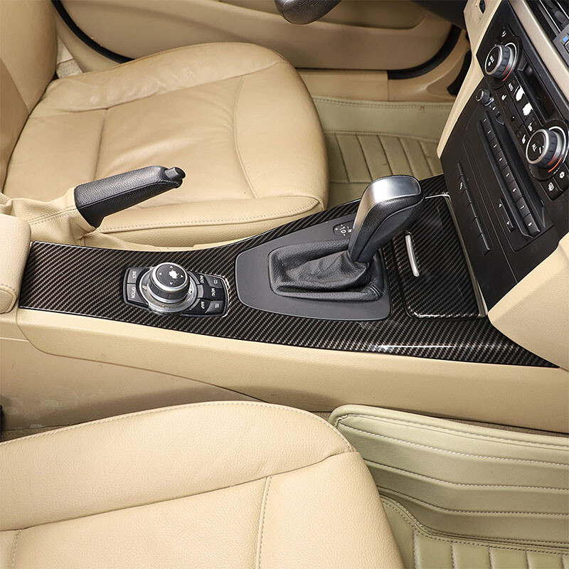 Carbon Fiber Look Center Console Control Panel Cover For BMW E90 E92 E93 08-2012