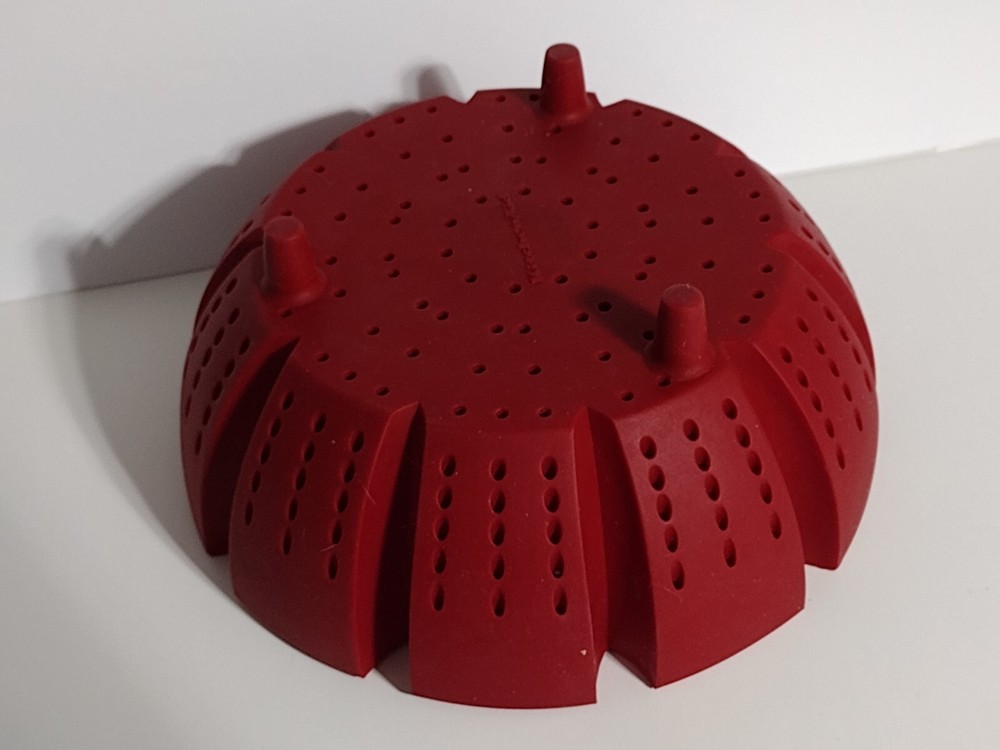 KitchenAid Silicone Steamer Colander Strainer Red Adjustable Handle 7x3 Flexible