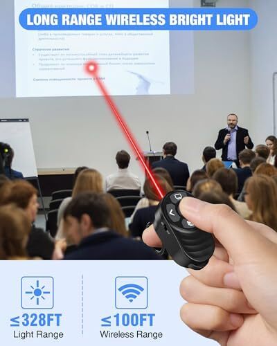 Wireless Finger Ring Presentation Clicker, 2-in-1 USB Type C Laser Pointer for P