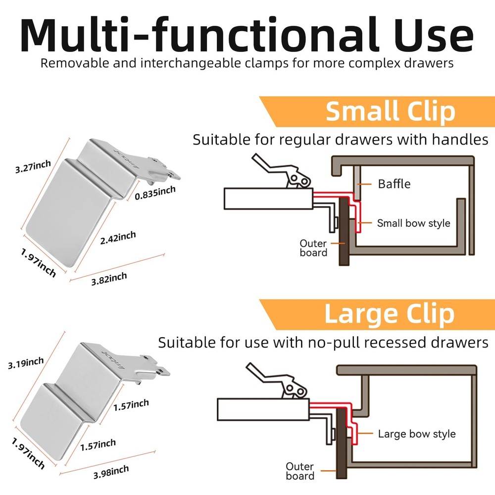 2 Pack Drawer Front Installation Clamps，Quick-Install Drawer Mounting Clips，C...