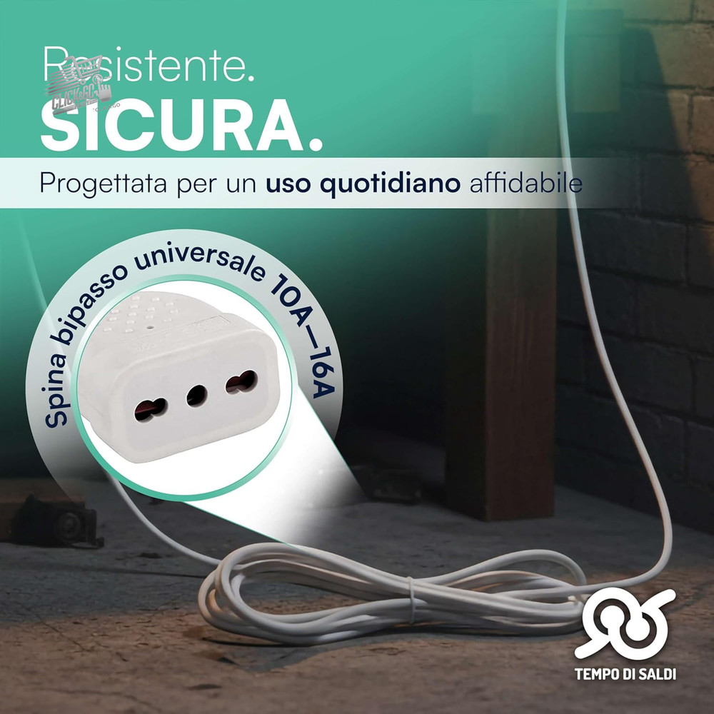 Schuko Casa Lavor Electric Extension Cable 16A Plug Two-Pass Socket 10m