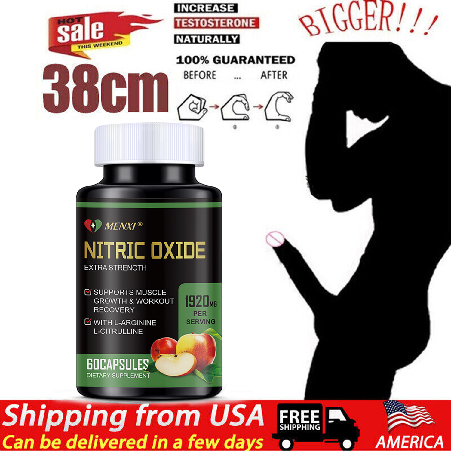 Nitric Oxide & Circulation Booster | L-Arginine, L-Citrulline | Extra Strength