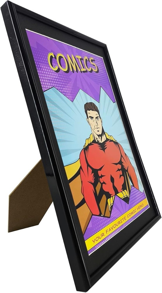 Stylish Black Comic Book Frames with UV Protection - 8 Pack Display Solution