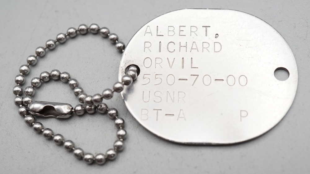 WWII Navy Naval Dog Tag With Small Bead Chain