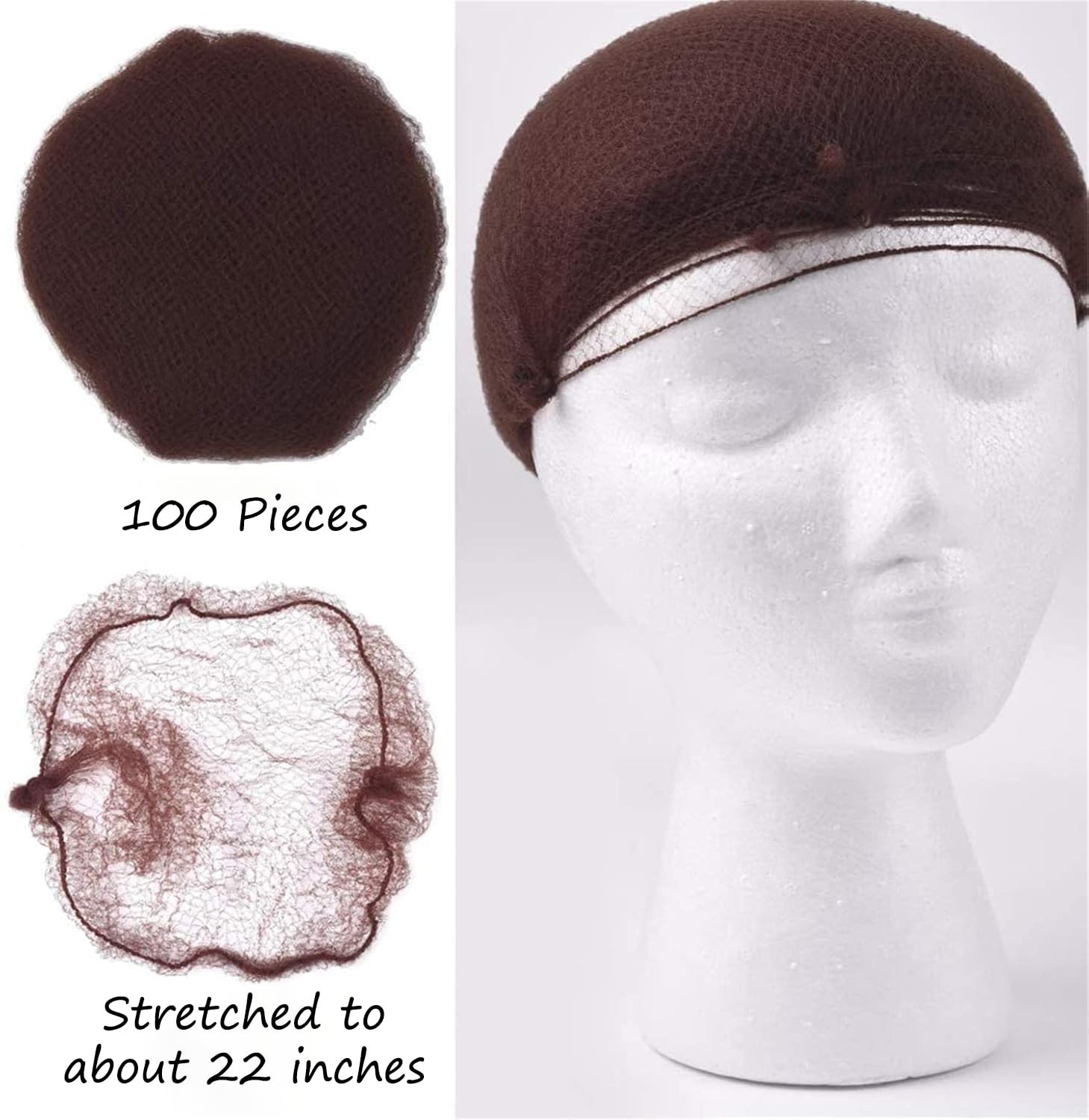 Smilco Hair Net 100 Pcs, 20 Inches Hair Nets Elasticity Invisible Elastic Mesh