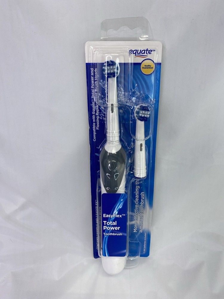 Equate Easyflex Total Power Battery Toothbrush, Includes 2 Replacement Heads