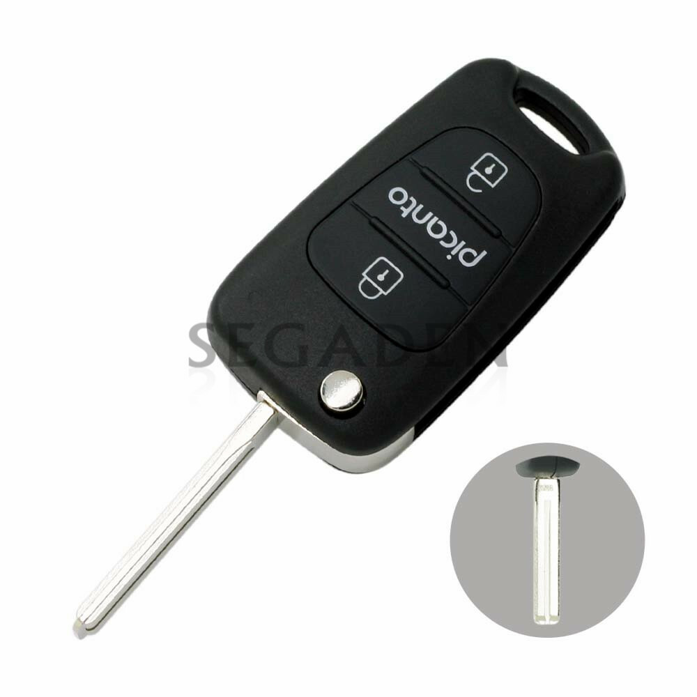 Replace Flip Key Shell fit for KIA Picanto Flip Remote Key Case 3 Button SS160A