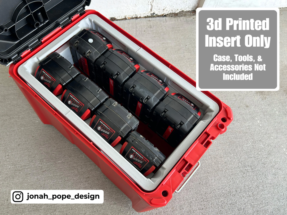 M18 Battery Rack UPPER Insert for Milwaukee Packout | Jonah Pope (Insert Only)