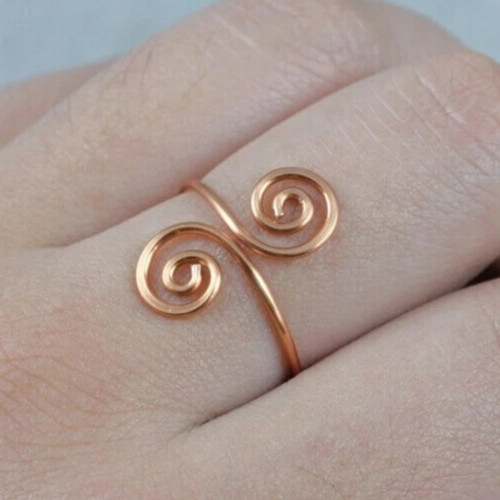 Solid Pure Copper Minimalist Healing Ring, Handmade, Unisex, Spiral Ring