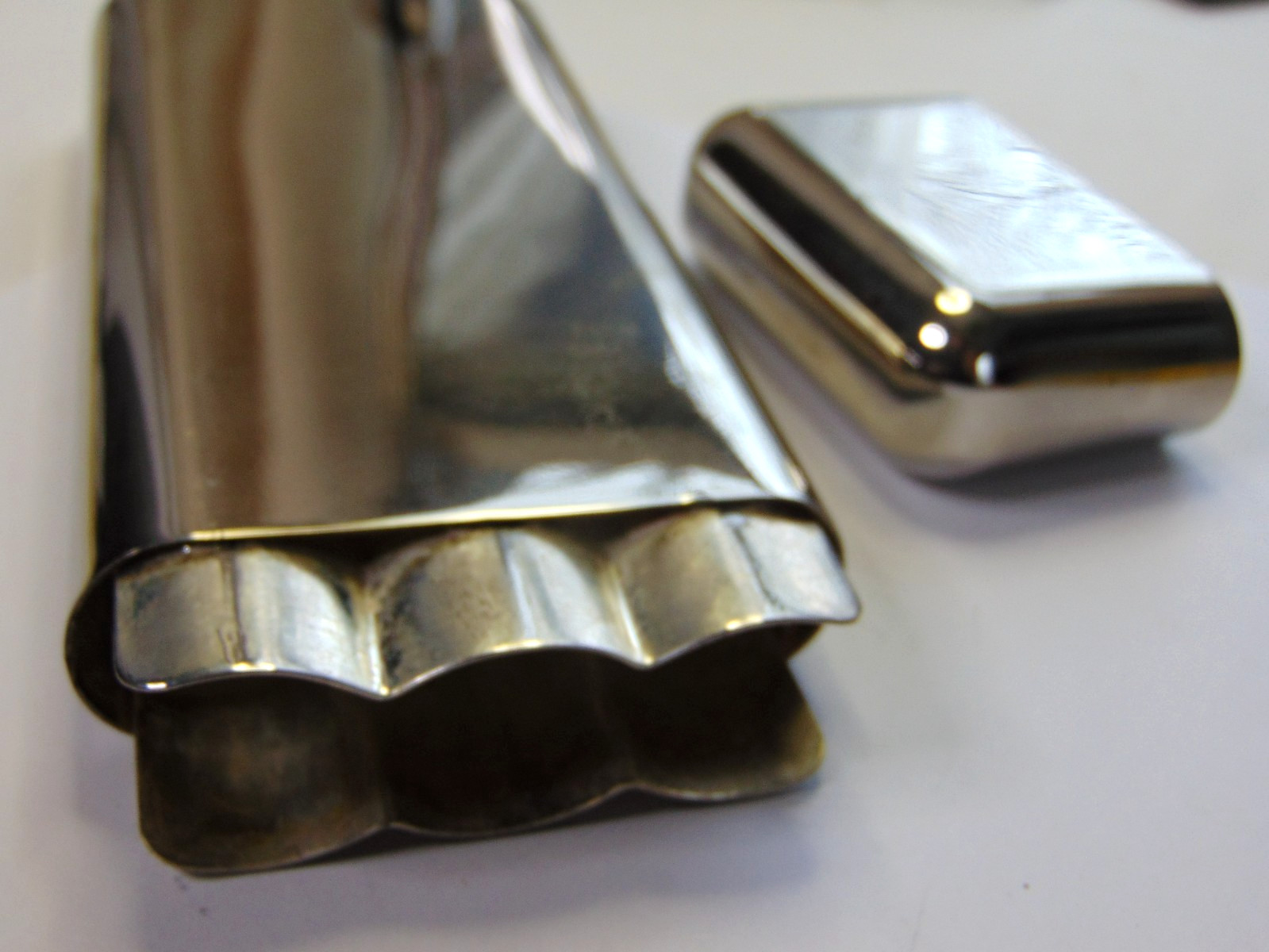 Cigar Case Art Deco Silver Plated Tobacco Humidor Triple Travel Case 8"