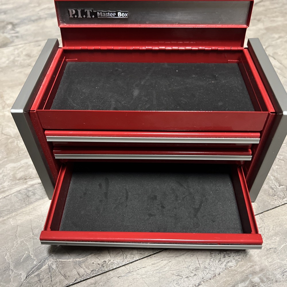 Mini Tool Box, Portable 3 Drawer Steel Stackable Tool Box with 3-Drawer Red