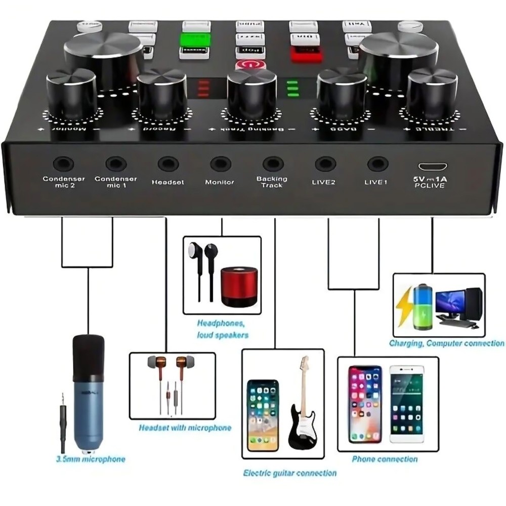Universal V8S Sound Card For Multiple Devices Bluetooth Wireless Accompaniment