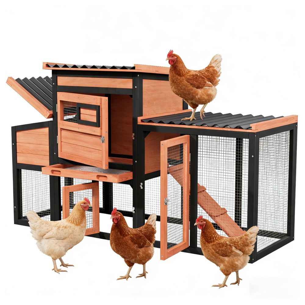 Wooden Chicken Coop with Nesting Box,Chicken Brooder with Openable Roof   Window