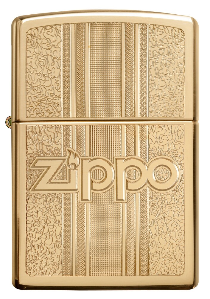 Zippo and Pattern Design High Polish Brass Windproof Pocket Lighter, 29677