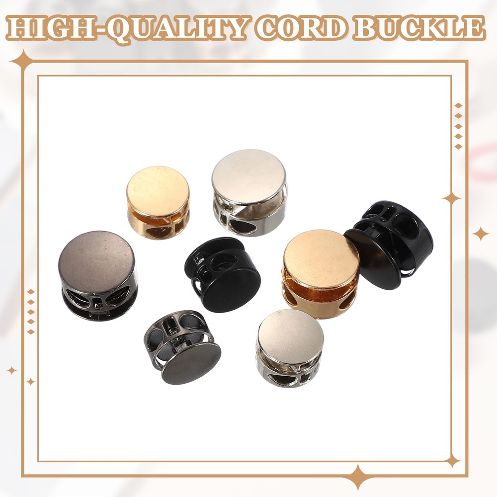 Metal Cord Locks, Double Hole Spring Draw String Stopper 0.6" & 20 Pcs & Silver