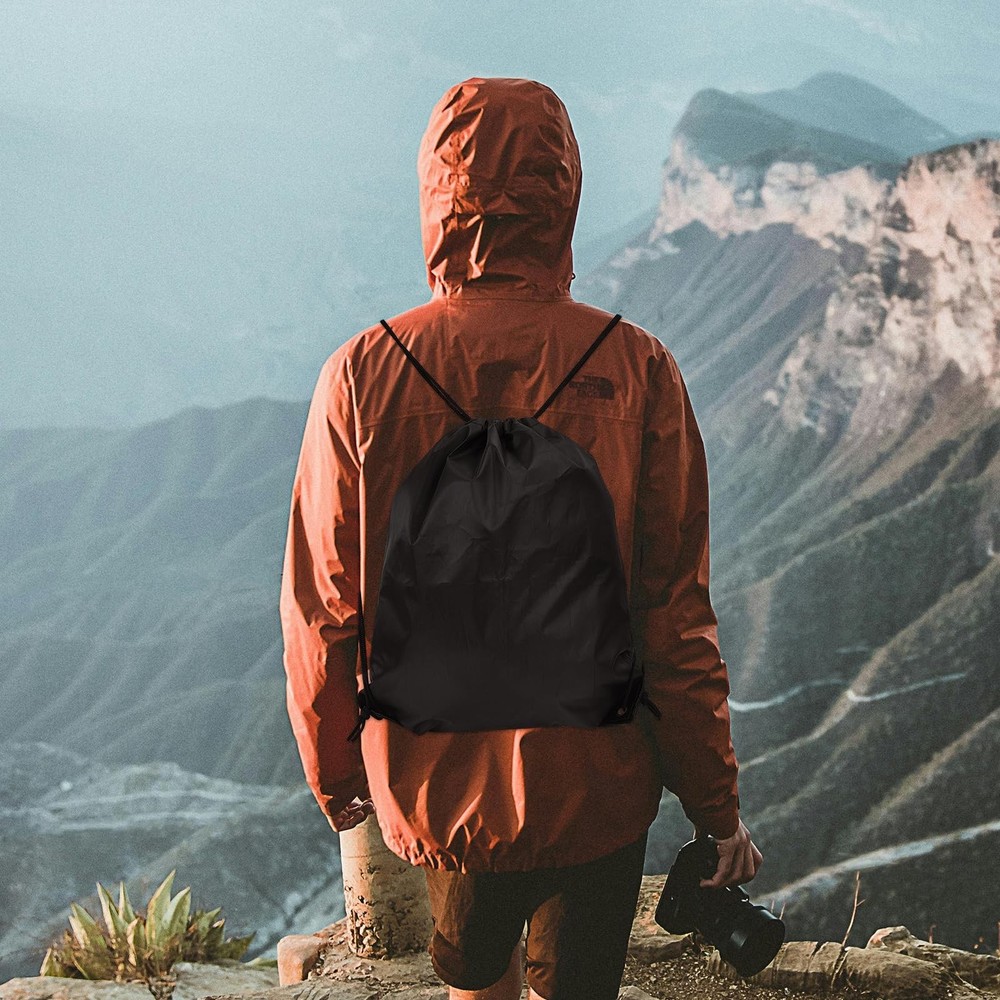 4-Piece Vibrant Color Drawstring Backpack Set - Durable Polyester with PU Lea...