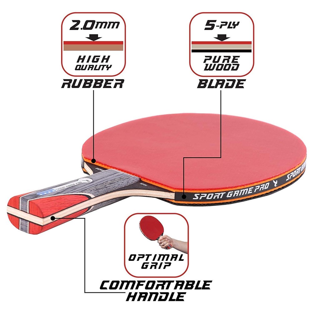 Ping Pong Paddle Set with Killer Spin + Case for Free - Professional Table Te...