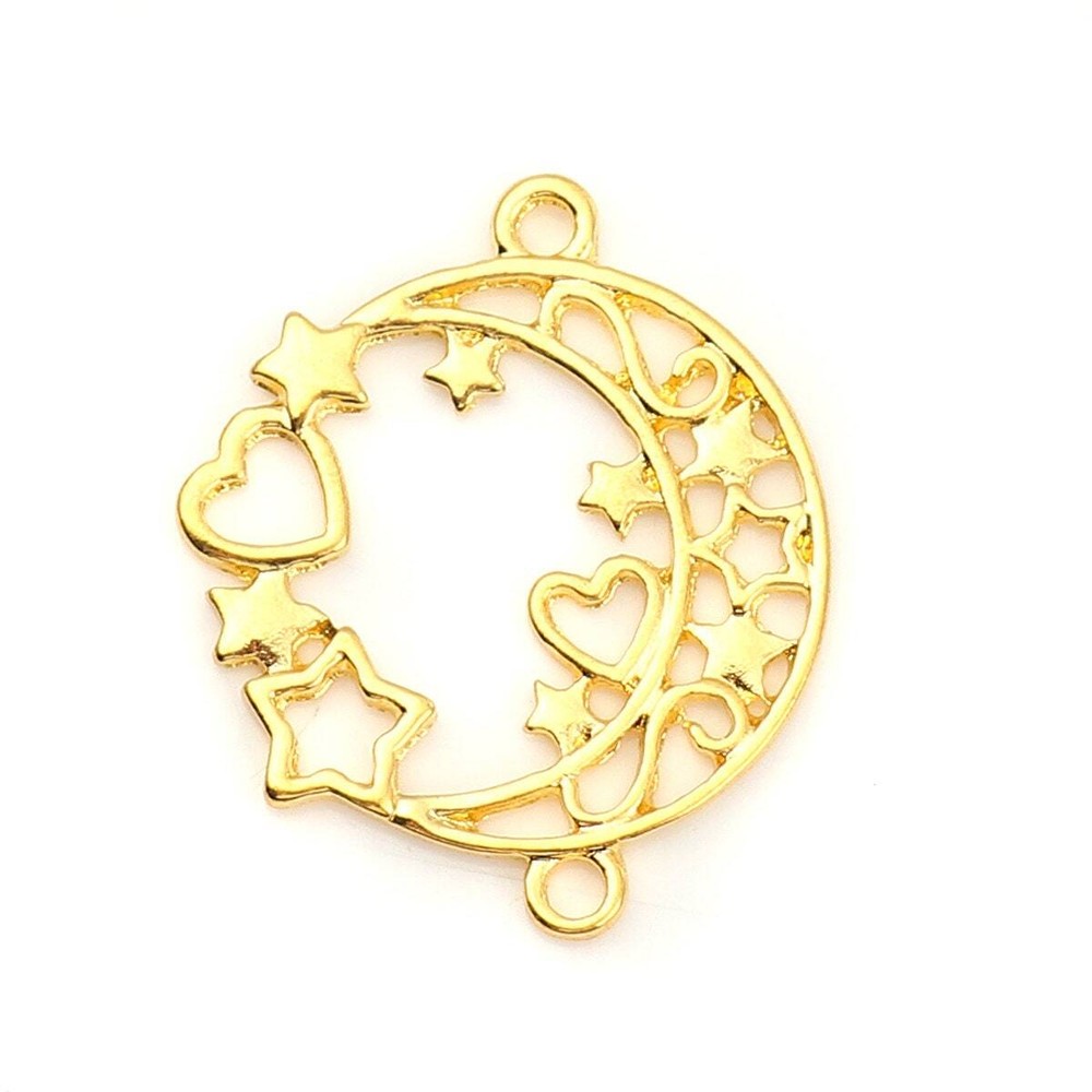 Gold Half Moon with Stars Open Back Bezel Frame