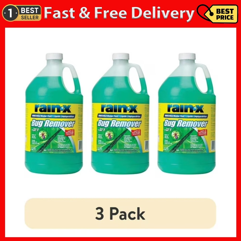 (3 pack) Rain-X Bug Remover Windshield Washer Fluid