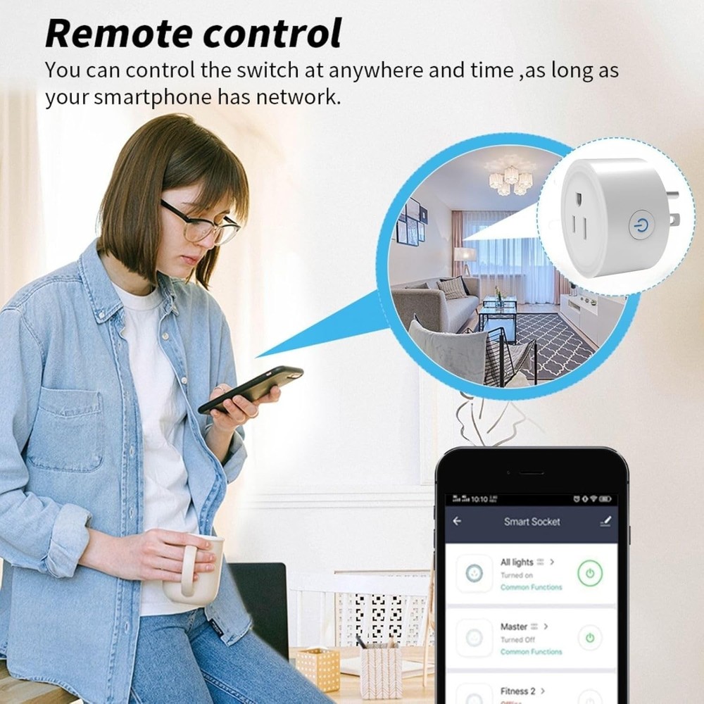 2 Pack WiFi Smart Plug for Remote Control & Timer, Compatible with Alexa & Googl