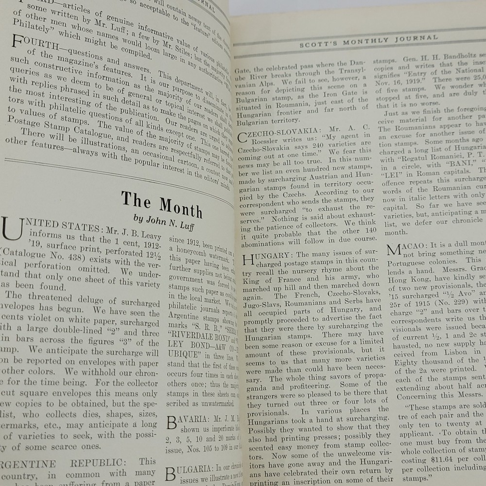 Scott's Monthly Journal Stamps Coins 1920 - 1921 Hardcover book