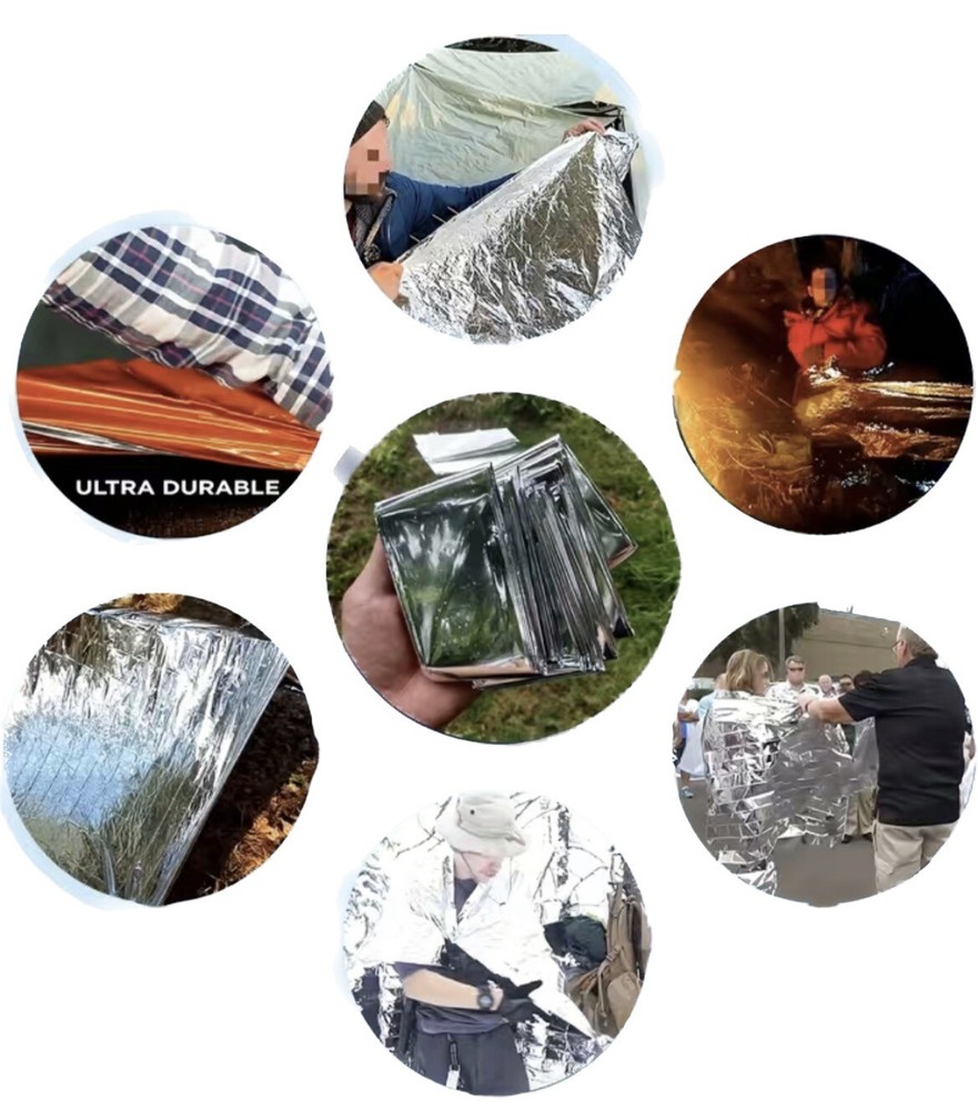 Emergency Mylar Thermal Blankets For First Aid Kits, Compact Waterproof