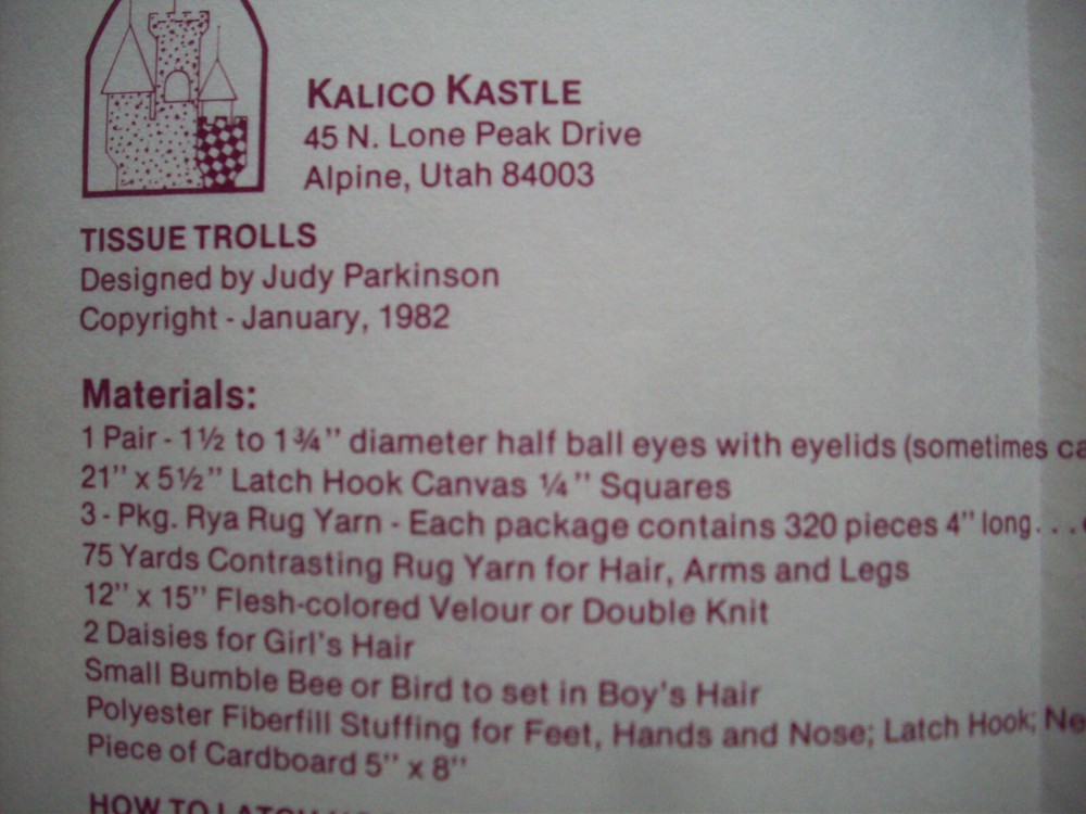 Troll tissue box decor craft pattern UNCUT