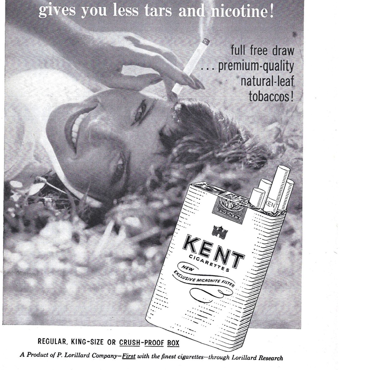 Kent Cigarette Ad 1950s Vintage Print Ad 9 inch Tall