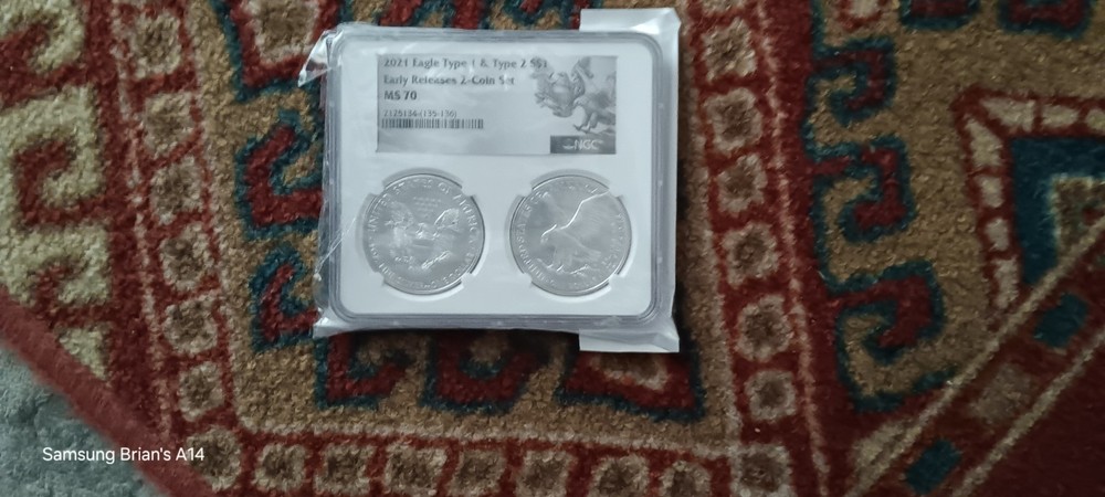 Type 1 And Two Silver Eagles Eary Release  NGC 70