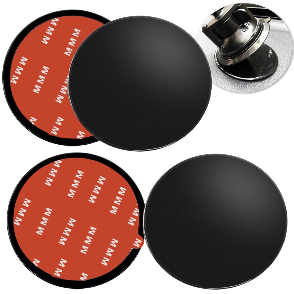 4 Pack 95mm Black Adhesive Dashboard Pad Mounting Disk, Mounting Disk for Suc...