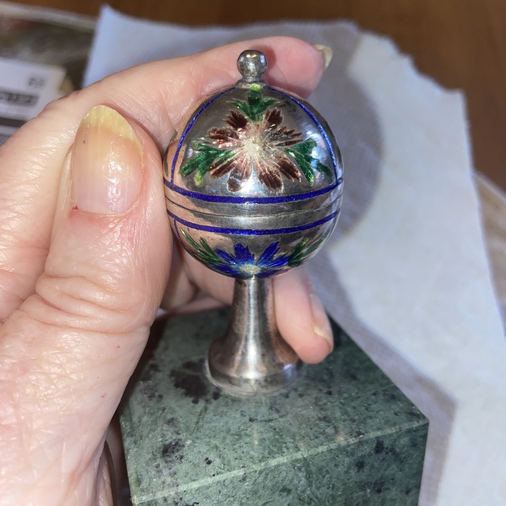 ENAMELED STERLING PEDESTAL CONTAINER / MONSTRANCE ? SAMPLE