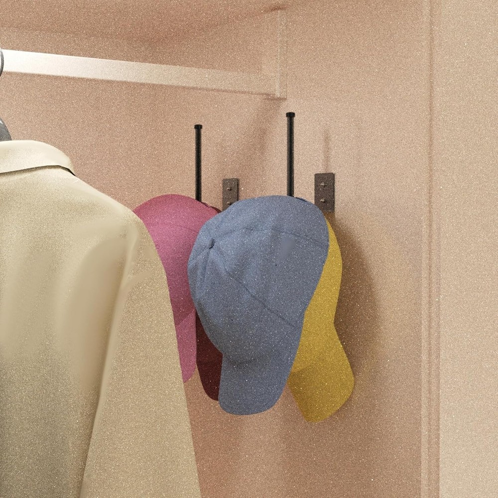 Versatile 2 Pack Hat Holders - Strong Adhesive & Wall Drilled for Easy Setup