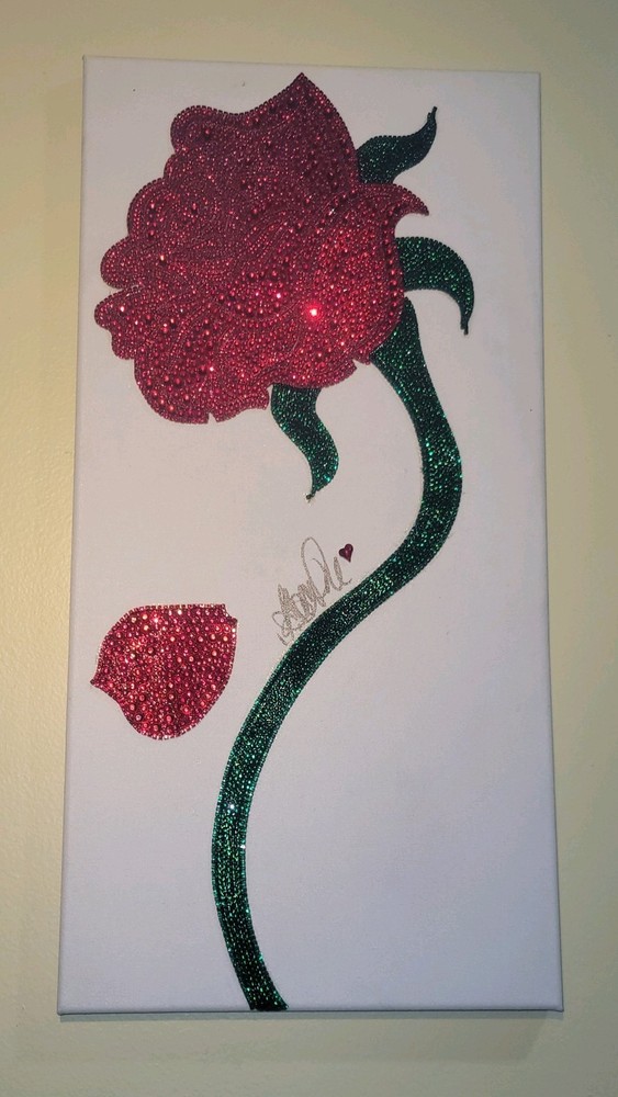 Forever Red Rose Rhinestone Art