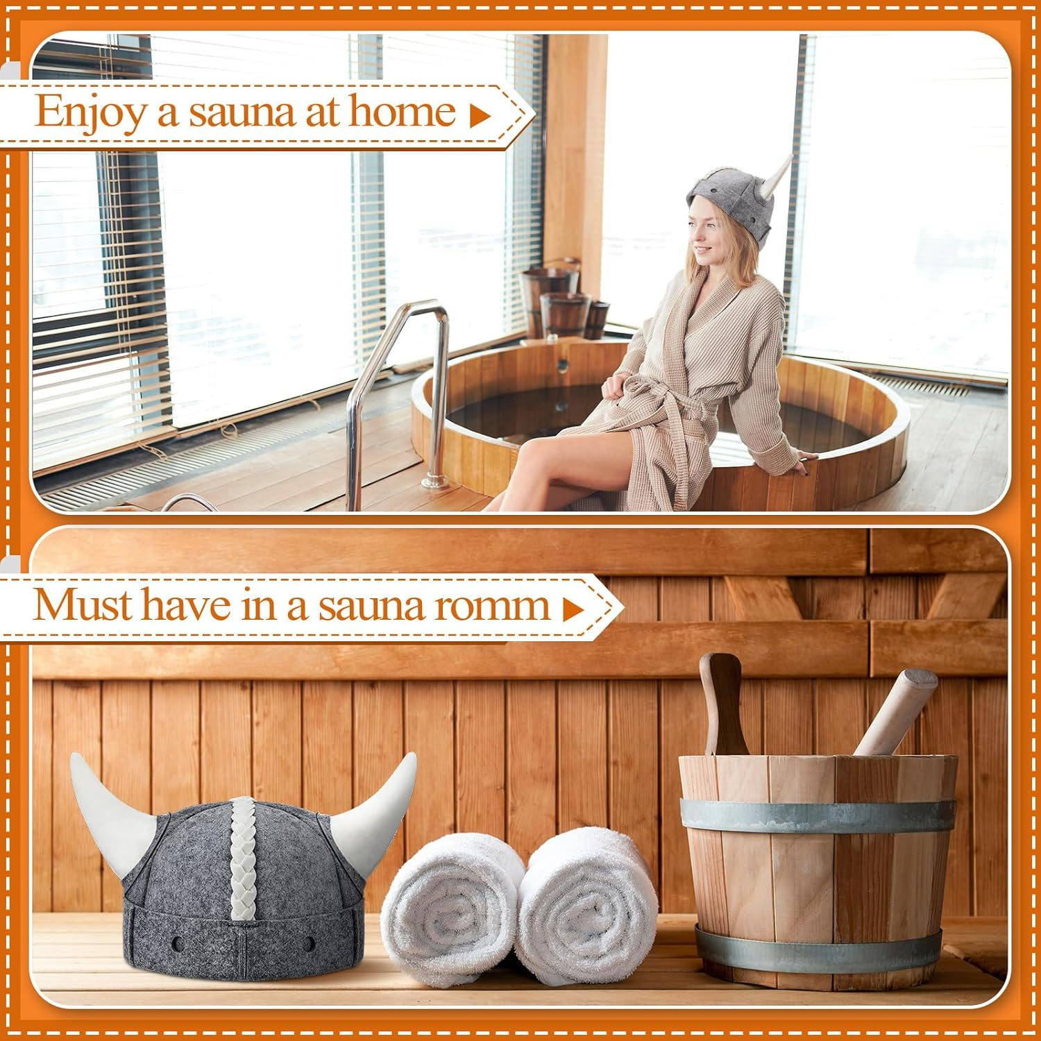 Jagely 2 Pcs Sauna Hat Viking Russian Banya Wool Sauna Cap for Women Men Finnish