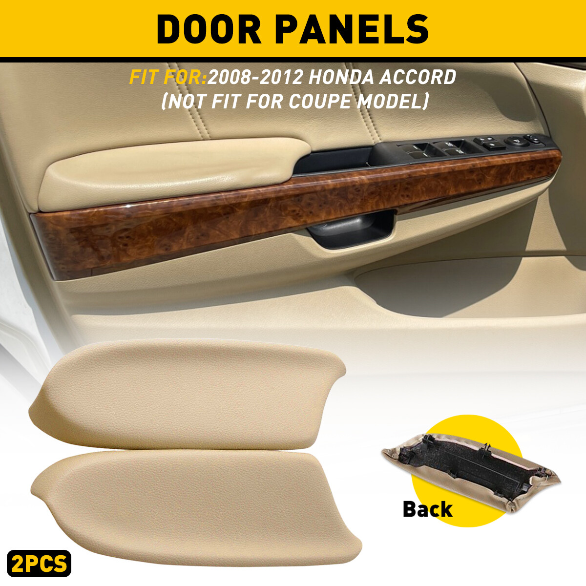2Pcs Driver & Passenger Door Side Panel Armrest for Honda Accord 08-12 Beige US