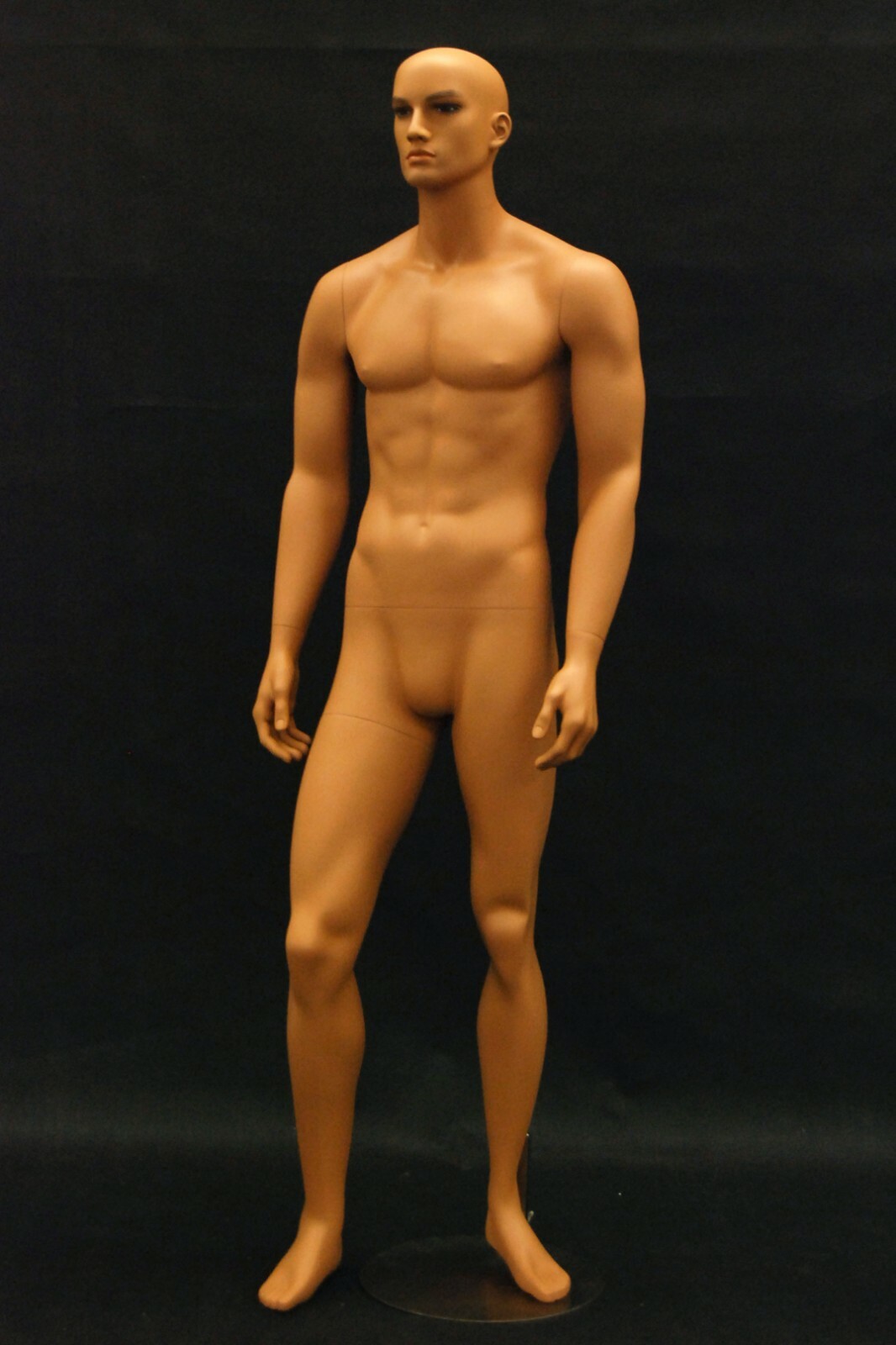 Realistic Tan Adult Male Standing Fully Body Fiberglass Mannequin with Wig