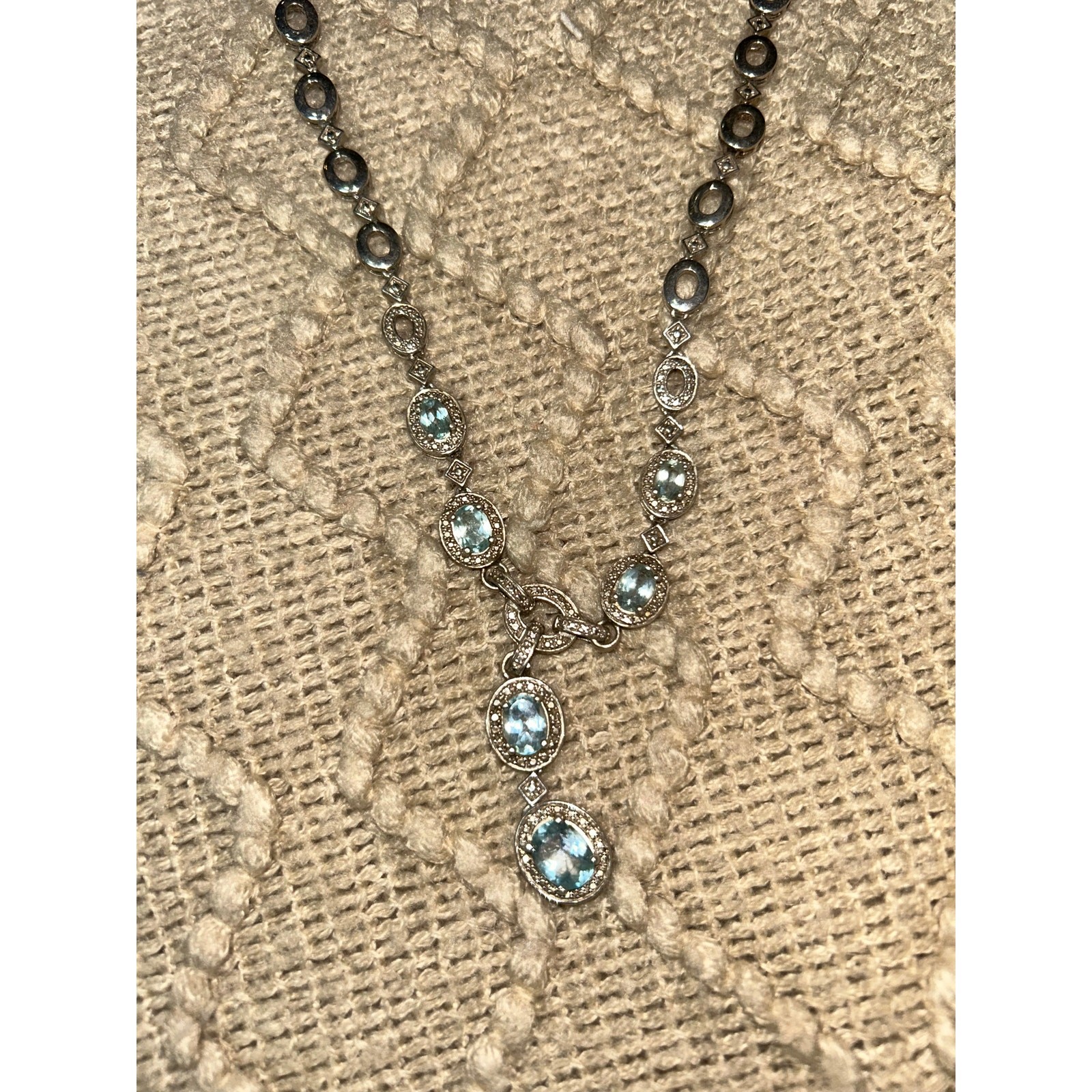 Ross & Simon’s 925 sterling silver made in China light blue stones Necklace