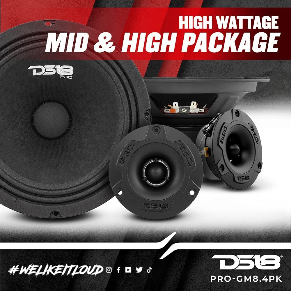 DS18 8" Midrange Speaker & 1" Super Bullet Tweeter Complete Package 580W Max